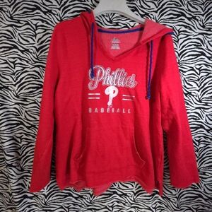 0725 Thrifted Womens 2X Majestic Philadelphia Phillies Sweater DGS3